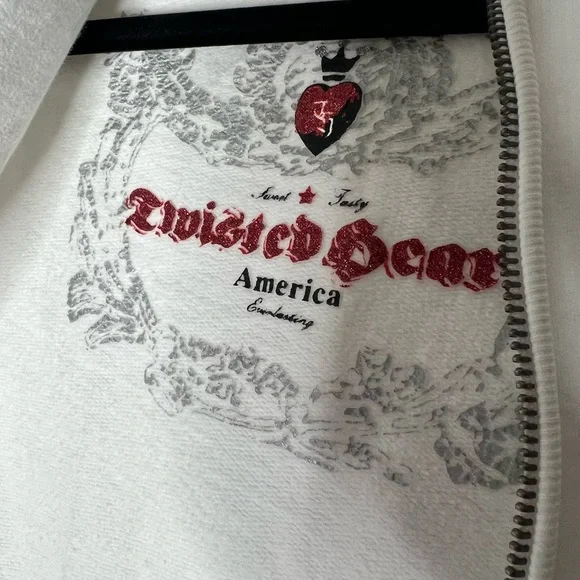 Nautical Twisted Heart Hoodie White Anchor Jeweled Gold Embellished Zip Hoodie - Picture 8 of 9